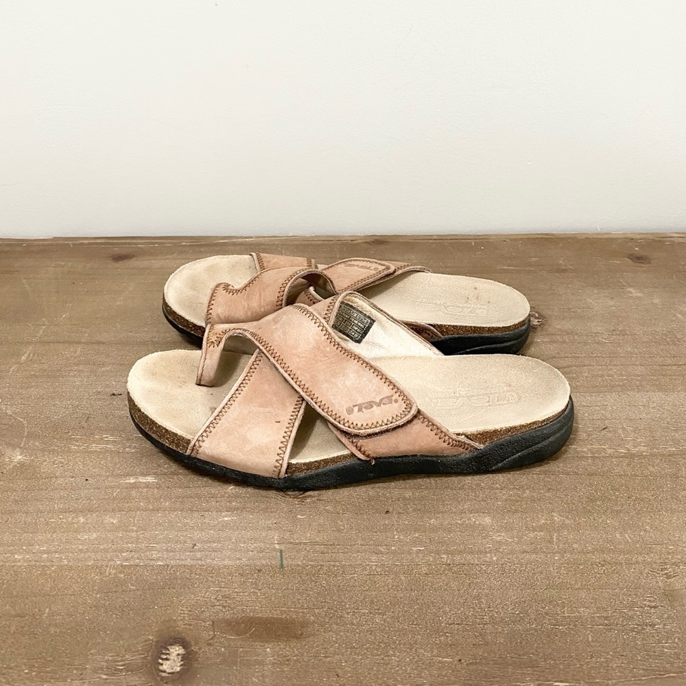 Teva Leather Slide Sandals Tan Size 7